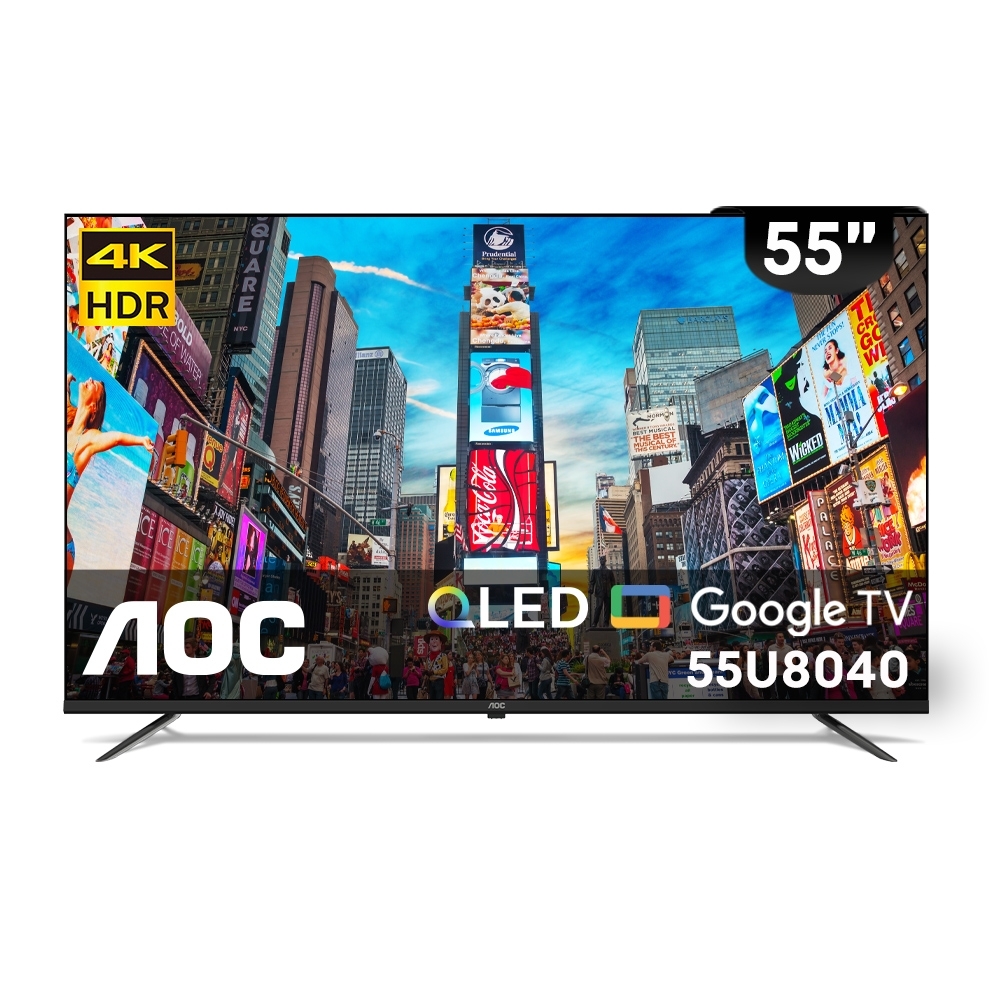 (無安裝)AOC美國55吋4K QLED連網Google TV智慧顯示器55U8040