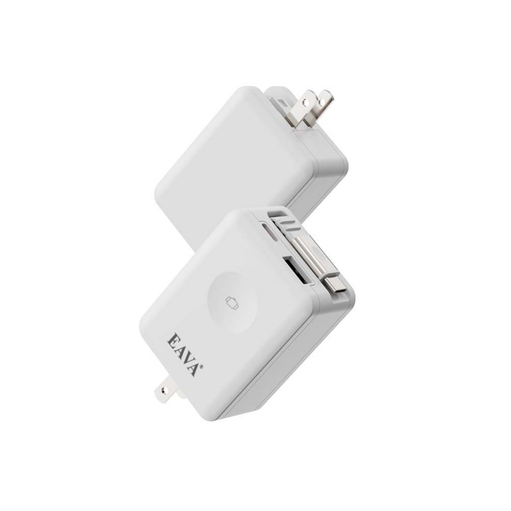 EAVA42W三孔無線快充2C1A自帶線四設備同時充電白色充電器E-4546-W