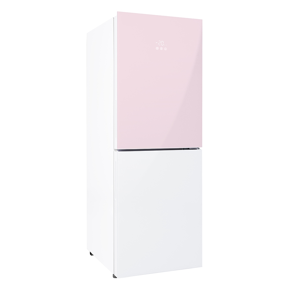 (結帳再95折)(含標準安裝)海爾170公升玻璃風冷雙門桃花粉琉璃白冰箱HGR170WP