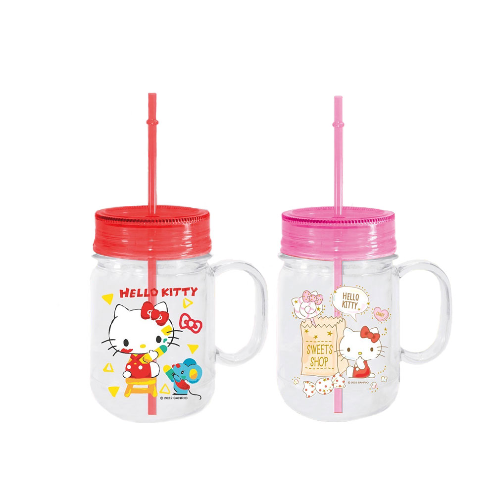 三麗鷗Hello Kitty梅森杯550ml(款式隨機)水瓶KT-MASONCUP