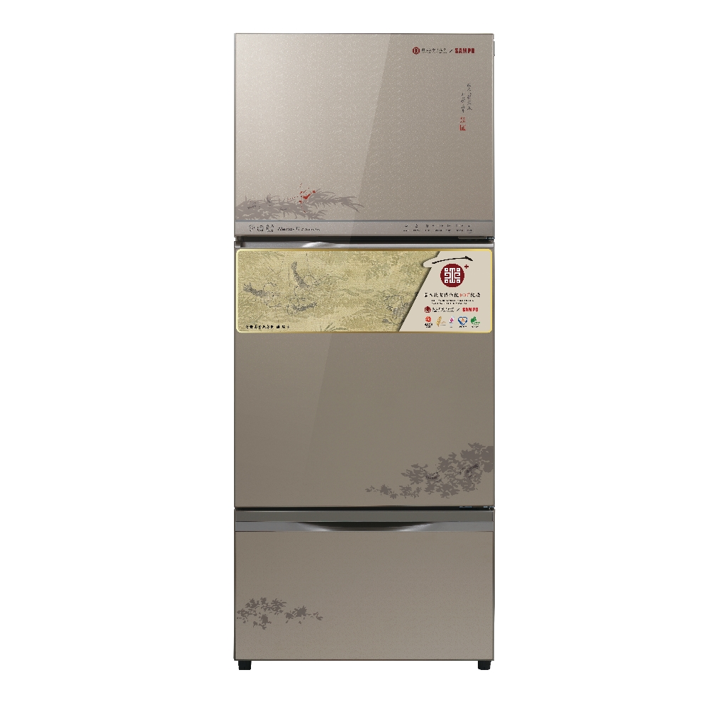 (結帳再9折)聲寶605公升三門變頻故宮聯名款蝦藻圖冰箱SR-C61GDV-NPM2