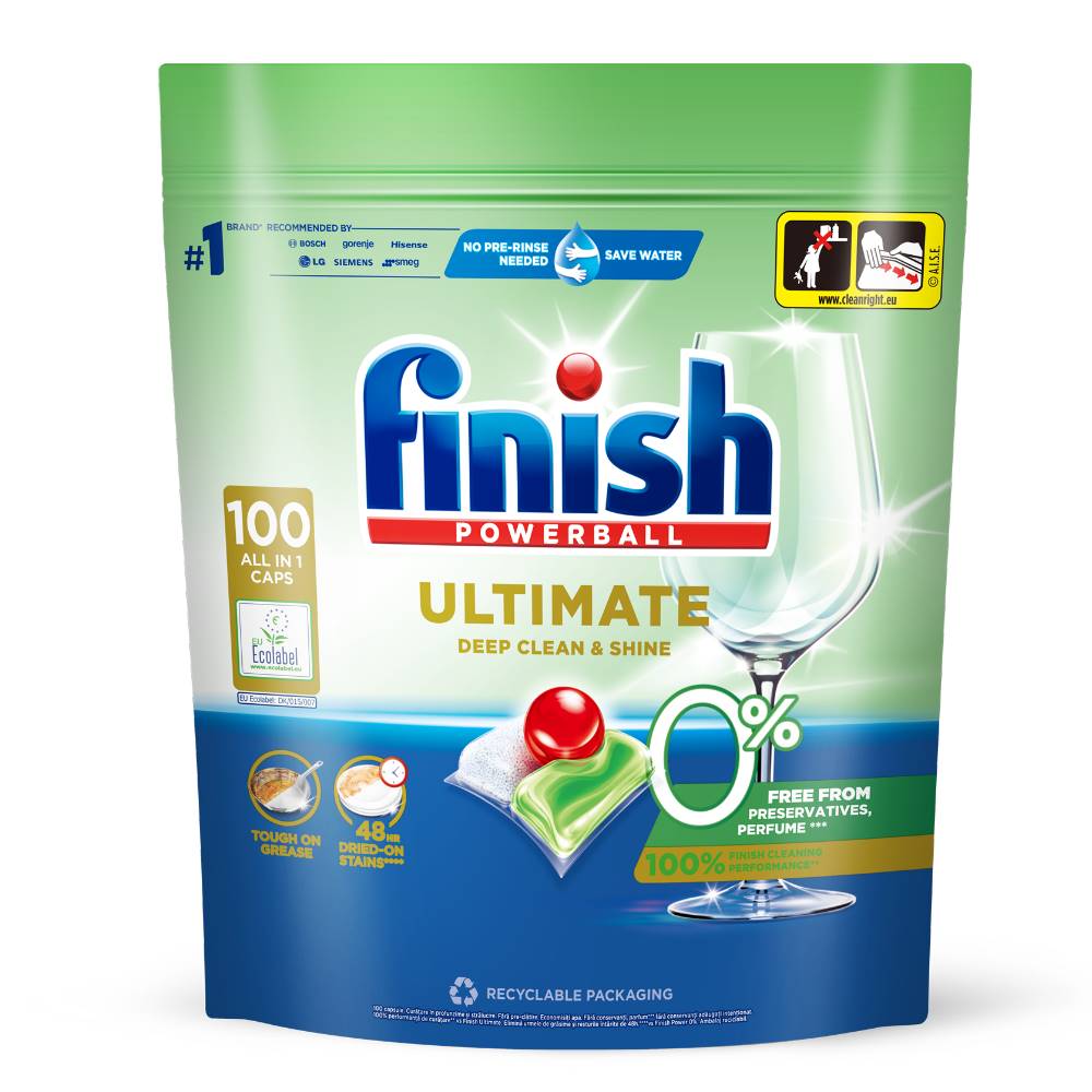 FINISH亮碟零添加洗碗凝珠洗碗塊洗滌球洗碗錠1包組共100入洗碗機配件ULTIMATE-1