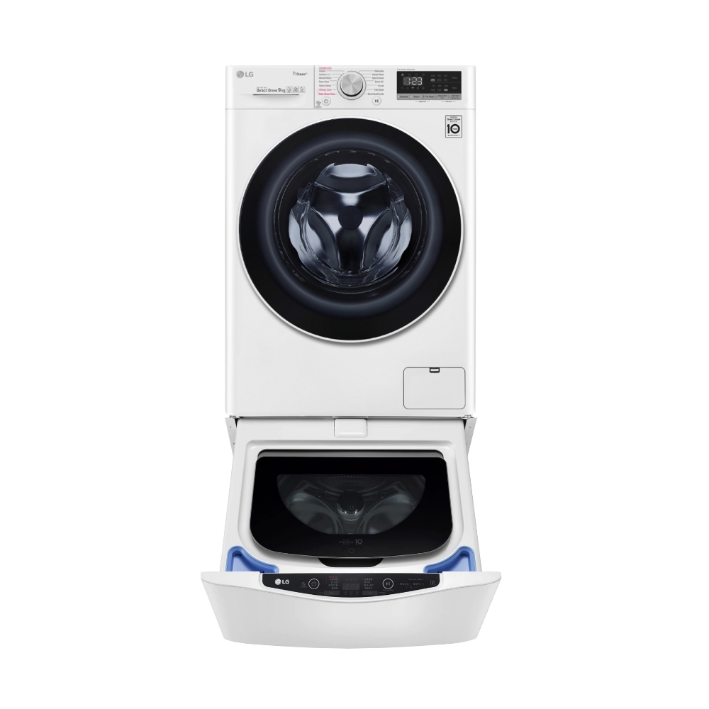 (結帳再優惠)LG樂金滾筒洗脫烘9公斤+下層2公斤洗衣機WD-S90VDW+WT-SD201AHW